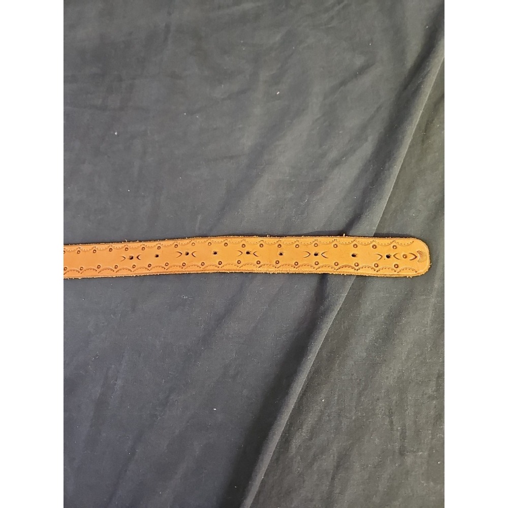 Light Brown‎ Belt Women's Size S/M Gold Buckle Casual Western Aztec - Picture 3 of 9